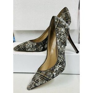 Sam Edelman Hazel Pointed Toe Pumps Size 7.5 Grey Brown Tweed Multi Sequin